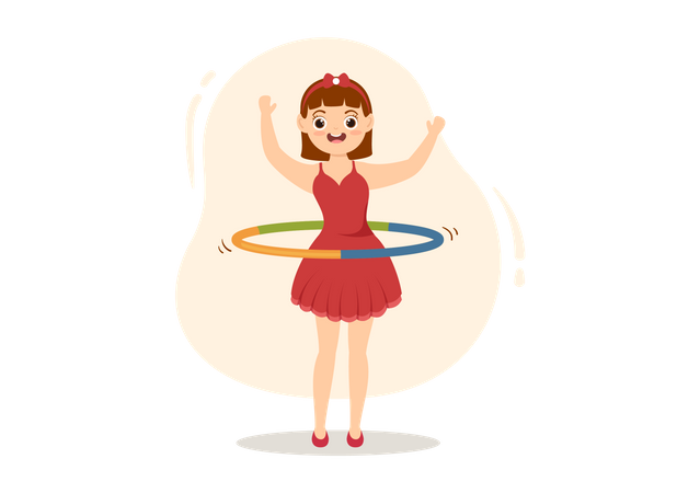 Girl Playing Hula Hoop Illustration