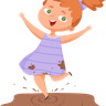 free girl playing in mud illustrations