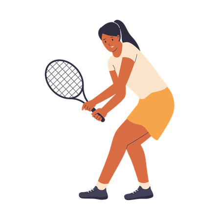 Girl playing long tennis  Illustration
