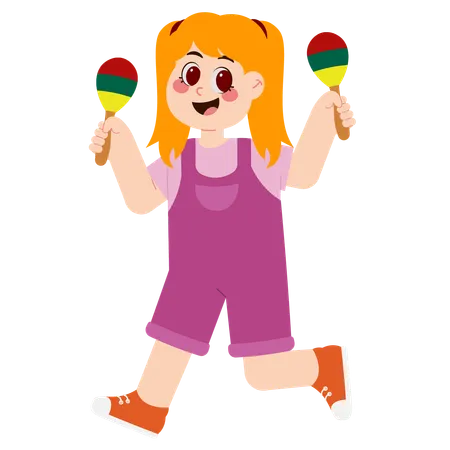 Girl playing maracas  Illustration