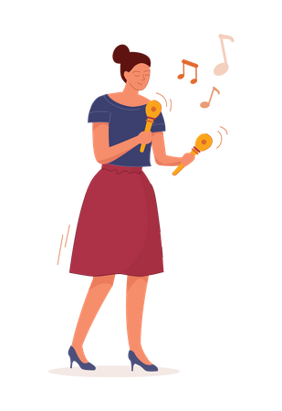 Girl Playing Maracas  Illustration