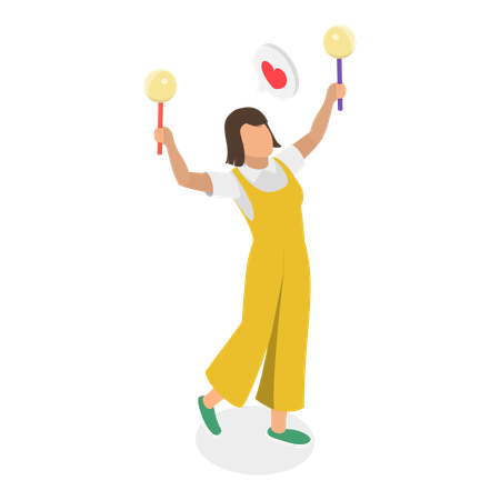 Girl playing Maracas Musical  Illustration