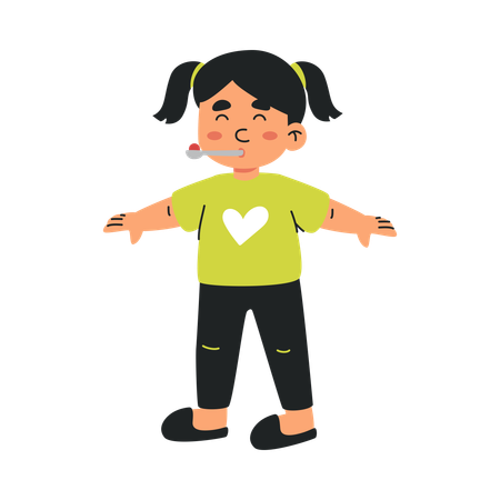 Girl Playing Marble and Spoon Race Game  Illustration
