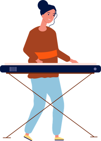 Girl playing on DJ mixer  Illustration