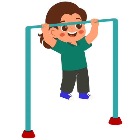 Girl playing on monkey bars  Illustration