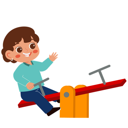 Girl playing on seesaw  Illustration