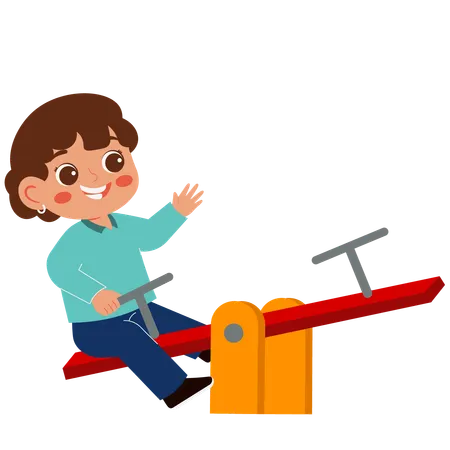 Girl playing on seesaw  Illustration