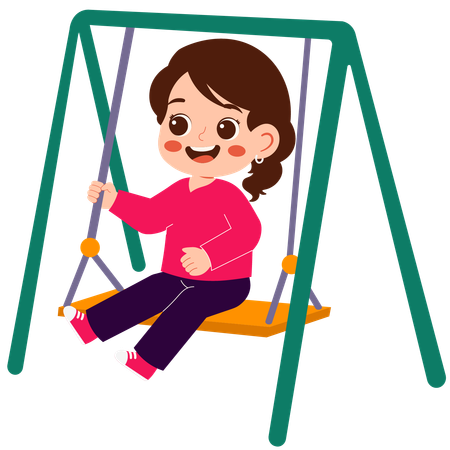 Girl playing on swing  Illustration