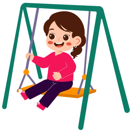 Girl playing on swing  Illustration