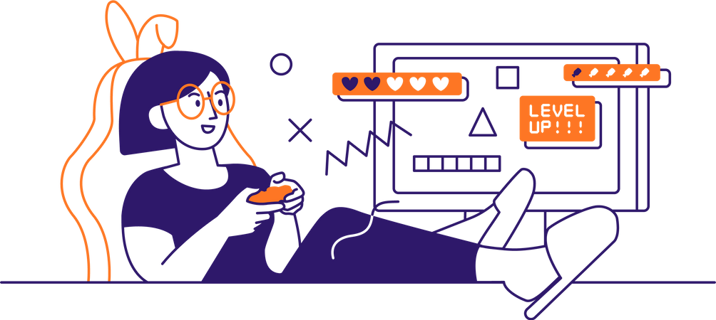 Girl playing online game  Illustration