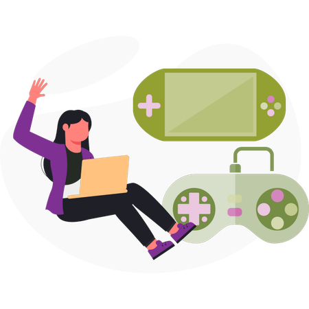 Girl playing online game  Illustration