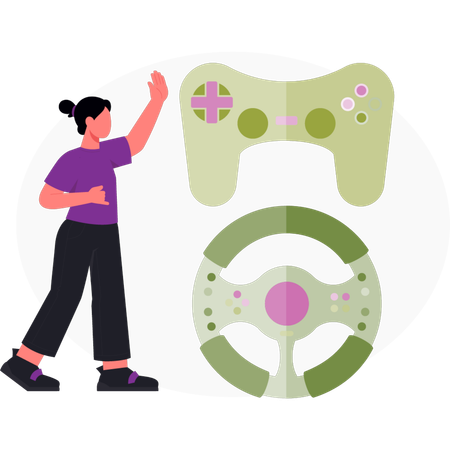 Girl  playing online video game  Illustration