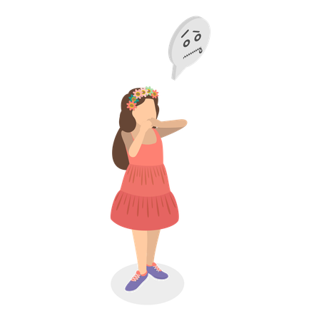 Girl playing peekaboo  Illustration