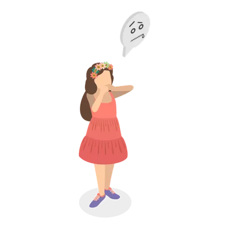 Girl playing peekaboo  Illustration