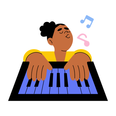 Girl playing piano  Illustration