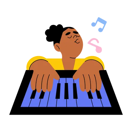 Girl playing piano  Illustration