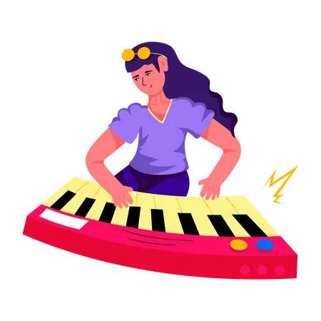 Girl playing Pianoforte  Illustration
