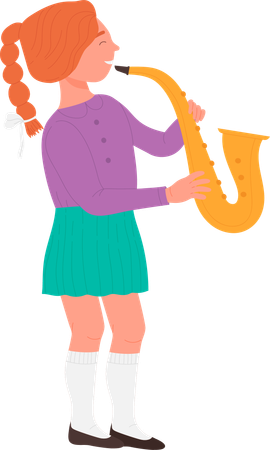 Girl playing saxophone  Illustration