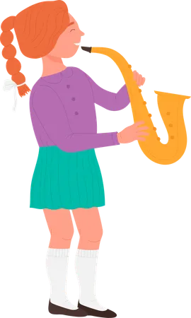 Girl playing saxophone  Illustration