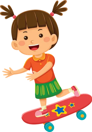 Girl Playing Skateboard  Illustration