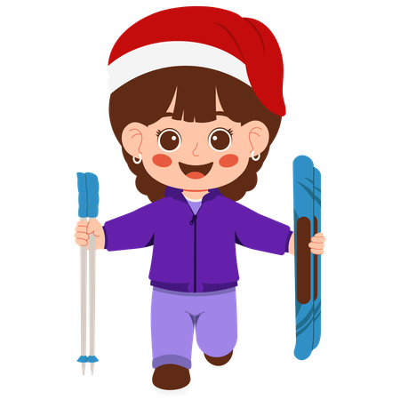 Girl Playing Ski Board  Illustration