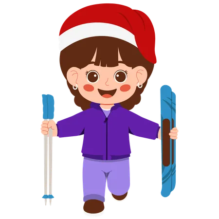 Girl Playing Ski Board  Illustration