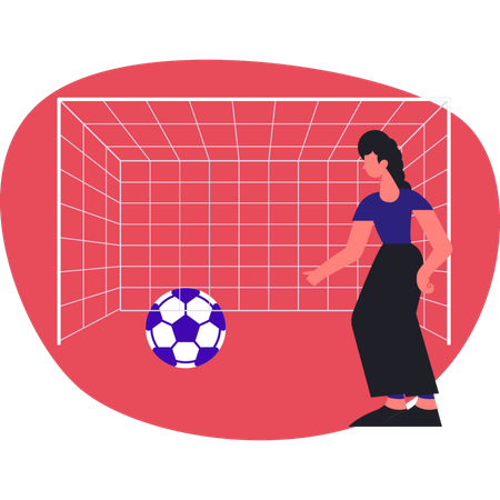 Girl playing soccer game on field  Illustration