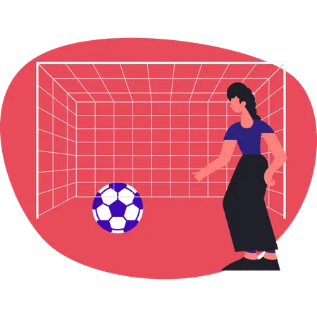 Girl playing soccer game on field  Illustration