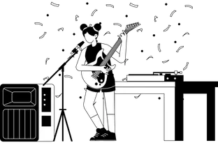 Girl playing playing solo guitar