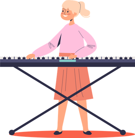 Girl playing synthesizer  Illustration