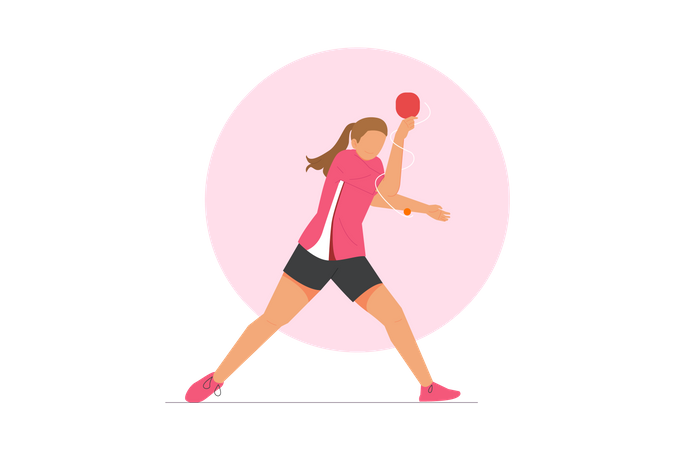 Girl Playing table tennis  Illustration