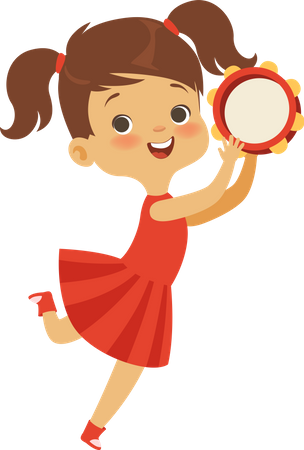 Girl playing tambourine  Illustration