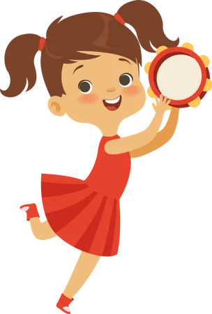 Girl playing tambourine  Illustration