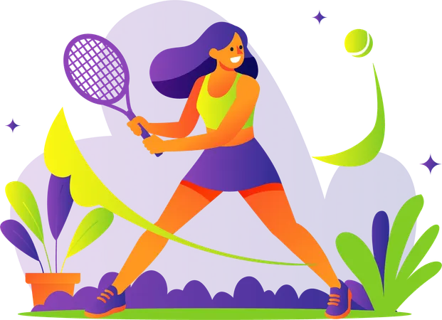 テニスをする女の子  イラスト