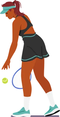 African Tennis Playing Woman Displaying Grace Agility And Fierce Determination On The Court Black Female Character Effortlessly Serves Returns And Rallies Cartoon People Vector Illustration Illustration