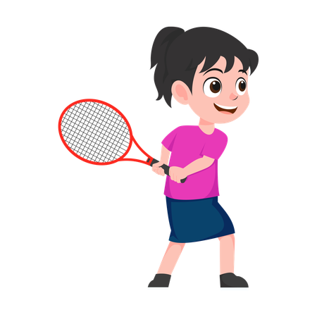 Girl Playing Tennis  Illustration