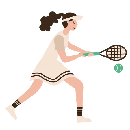 Girl Playing Tennis Sport  イラスト
