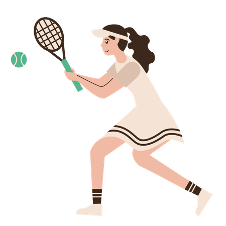Girl Playing Tennis Sport  Illustration