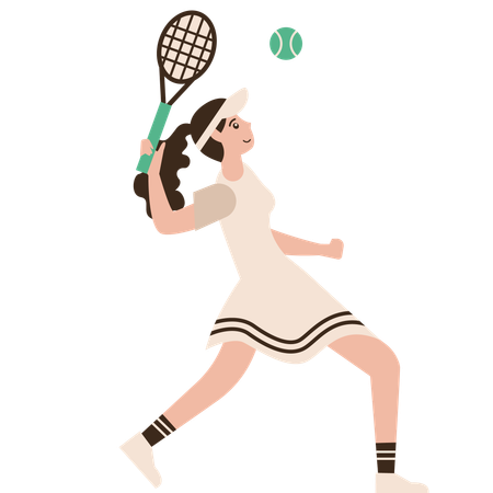 Girl Playing Tennis Sport  イラスト
