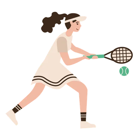 Girl Playing Tennis Sport  Illustration