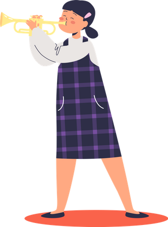 Girl playing trumpet  Illustration