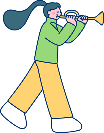 Girl playing trumpet  Illustration