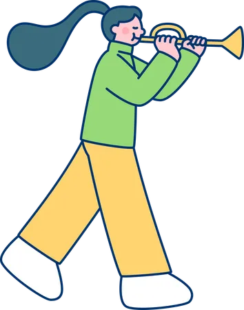 Girl playing trumpet  Illustration