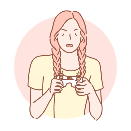 Girl playing vidoe game  Illustration