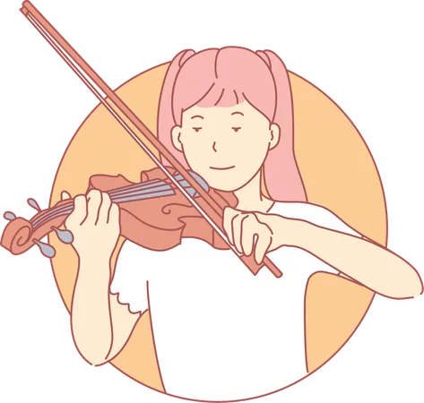 Girl Playing Violin  Illustration
