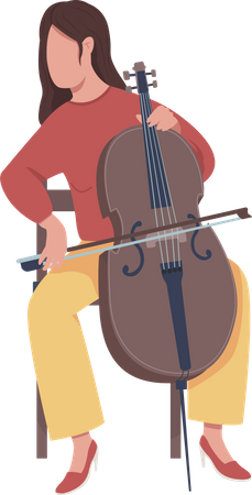 Girl Playing violin Illustration