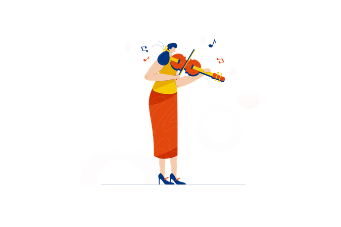 Girl playing violin Illustration