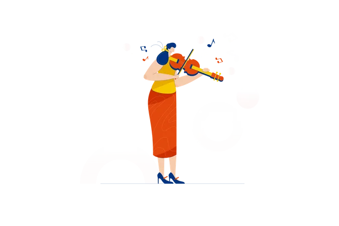 Girl playing violin Illustration