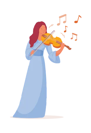 Girl Playing Violin Illustration
