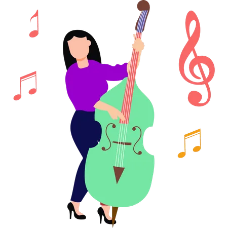 Girl playing violin Illustration